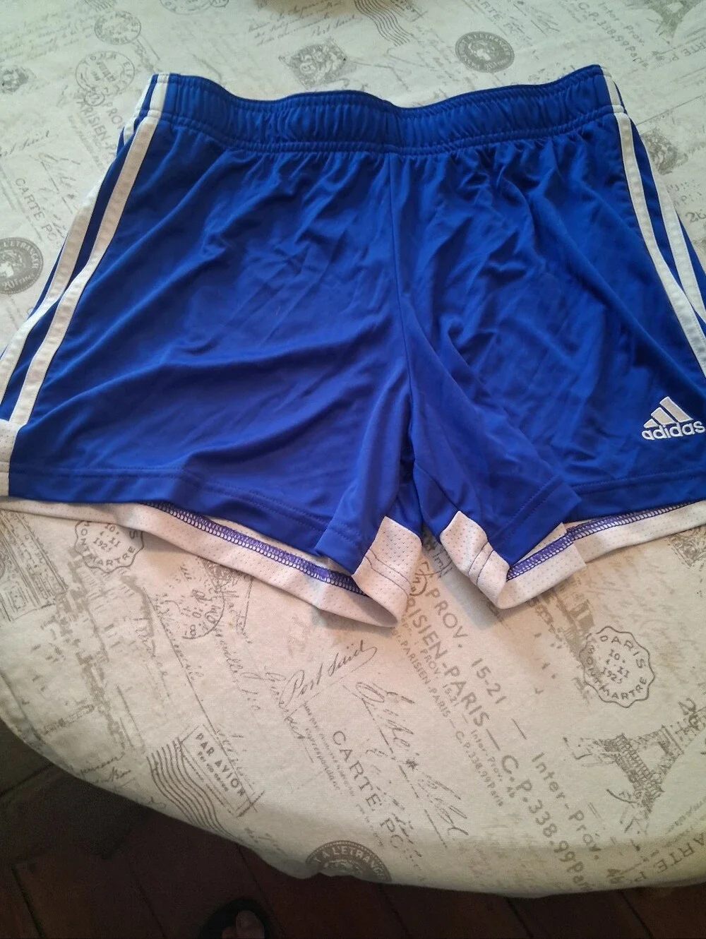 adidas Royal Blue Men’s Athletic Shorts with White Stripes